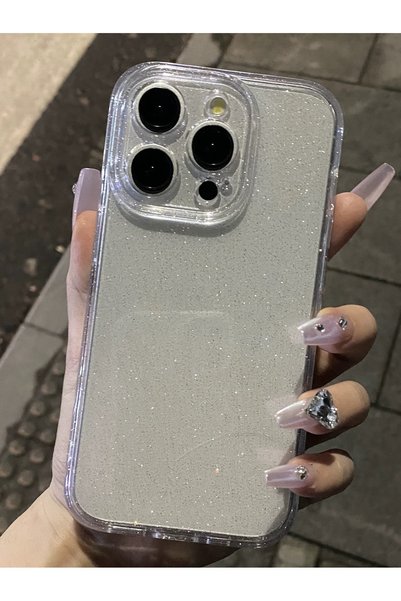 EDELFU İphone 13 Ve 14 (6.1 INÇ) Uyumlu Simli Şeffaf Kılıf Kamera Korumalı Silikon Kapak