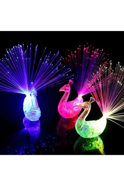 Choice 5 pcs Random Color 5 Pcs Flashing Finger Peacock Fiber Optic Light Glo...