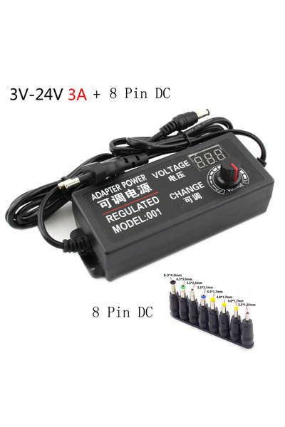Choice7 EU 3V-24V 3A 8 PIN DC Adjustable AC To DC Power Supply 3V 5V 6V 9V 12...