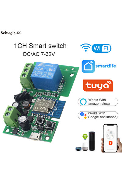 Scimagic-RC مفتاح ذكي لفتح باب المرآب من Tuya WIFI AC DC 7-32V DC 12V 24V AC ...