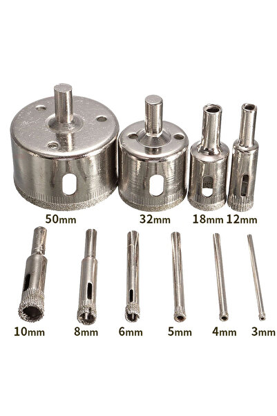 STONEGO 10PCS 10PCS Diamond Coated Hole Saw Core Drill Bit Tile Marble Glass ...