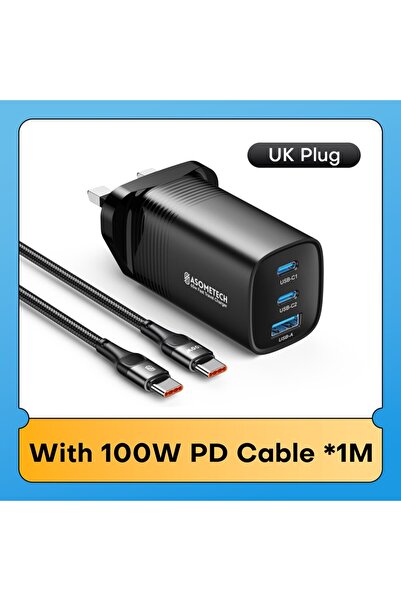 Choice UK With 100W Cable ASOMETECH GaN USB Type C Charger 65W 45W PPS PD QC4...