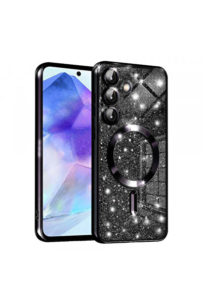 Samsung Husa MagSafe pentru Galaxy A55 5G A556, Techsuit, Luxury Glitter, Neagra