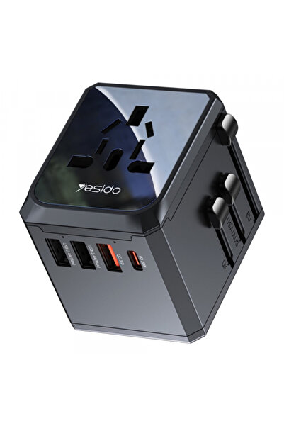 Yesido Incarcator Retea MC24 Travel, 20W, 3A, 3 x USB-A - 1 x USB-C, Negru