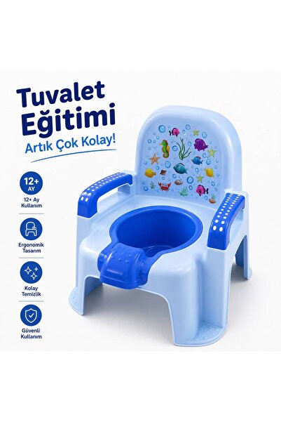 H&C COOL BOY Bebek Lazımlığı Çıkarılabilir İç Hazneli Çocuk Tuvalet Eğitimi Lazımlık Ergonomik Oturak Mavi