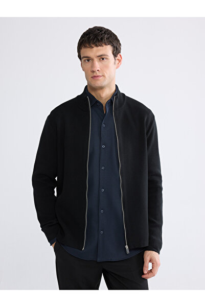 LC Waikiki Nevavm Standard Fit Stand Collar Men's Knitwear Cardigan with a Di...