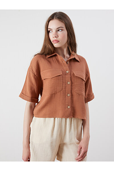LC Waikiki Two Mt Shop Quality Crop Linen Look Women's Shirt