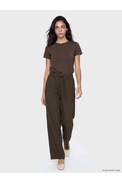 LC Waikiki Nevavm Women's Modal Blend Pants with Elastic Waist and Contrast D...