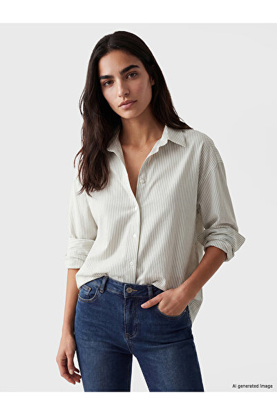 LC Waikiki Two Mt Shop Quality Striped Linen Blend Women's Shirt
