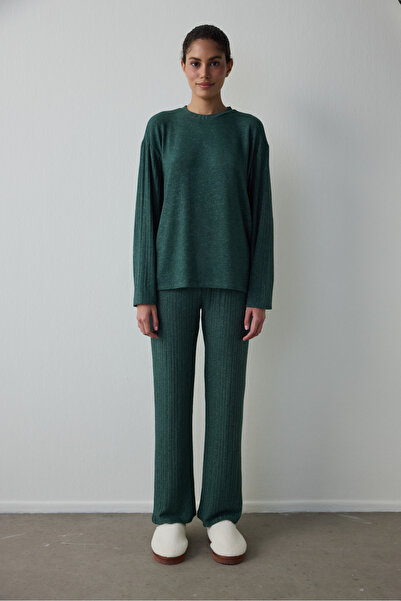 Penti Dark Green Coziness Long Sleeve Thermal Effect Pajama Set