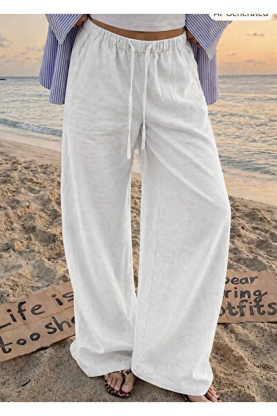 Hera Moda Women's Wide Leg Linen Trousers