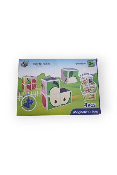 KIZILKAYA Magnetic 4 Piece Brain Teaser Cube Funny Fruity 3+