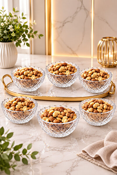 YzHome 6-Piece Glass Diamond Bowl Presentation Plate Snack Plate 11*5cm