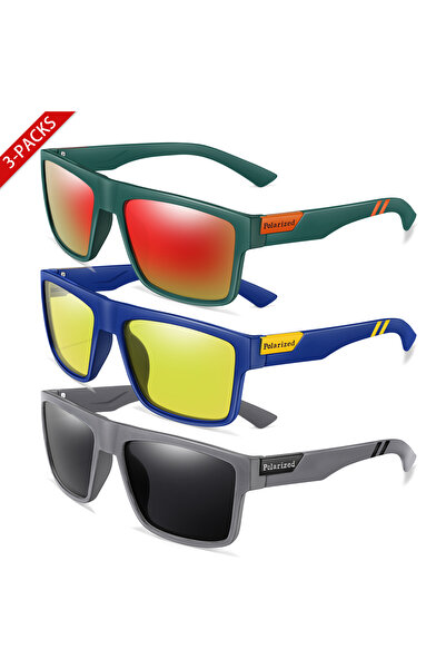 Choice1 AE21-22-23 3 Pairs Polarized Glasses Square Sunglasses UV400 Outdoor ...