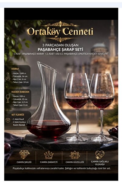 Paşabahçe Enoteca Şarap Takımı 3 Parça (karaf+2 Kadeh)