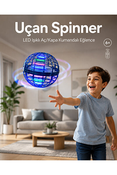 TEKNOKUTUM LED Işıklı Uçan Spinner Top – Aç/Kapa Kumandalı