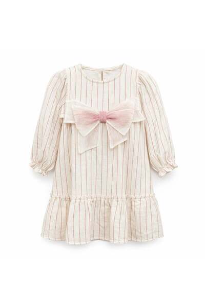 ESCABEL GİRL Girl's 35942 Striped Bow Dress Gkj0050