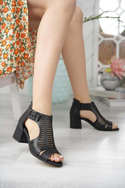 Nesil Shoes Pantofi de vară pentru femei Conf 111 negru cu fermoar