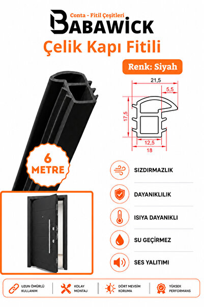 BABAWİCK Steel Door Wick 6 Meters Black Color. Provides Sound, Dust and Heat ...