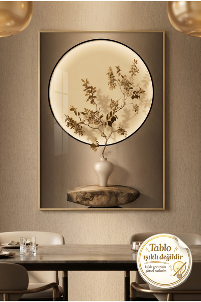 sayetablo Quiet Bloom - Gerçek Cama Baskı Gold Alüminyum Metal Çerçeveli Tekl...