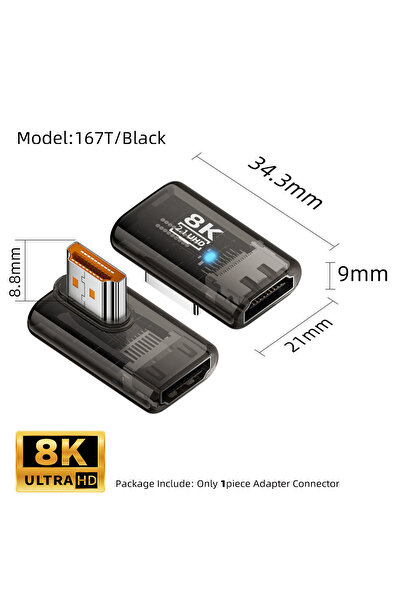 Choice محول 167T-أسود بزاوية 90/270/360 درجة متوافق مع HDMI 2.1 بدقة 8K@60Hz،...
