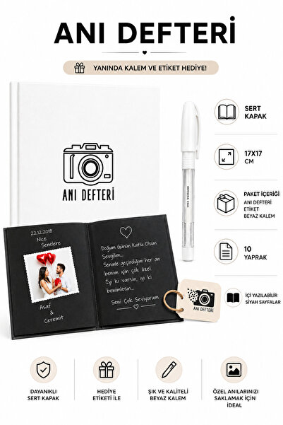 Printer X Studio Beyaz Anı Defteri 17x17 cm | Siyah Sayfalı Fotoğraf Albümü |...