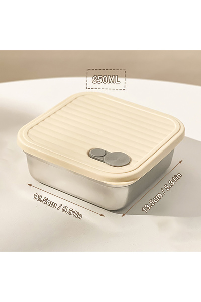 WORTHBUY Beige 650ml 304 Stainless Steel Lunch Box With Lid Portable Fruit Sa...