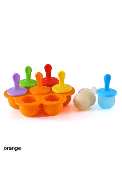 choice2 Orange 7 Grids DIY Ice Cream Popsicle Silicone Mold Ice Cream Ball Ma...