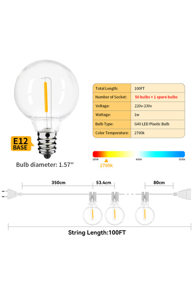 Choice1 100Ft (30M) LED String Light 30M 15M Fairy String Light Festoon Patio...