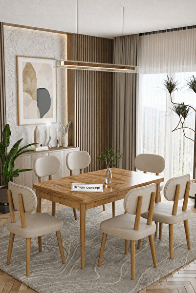 UZMHOME Medusa 80 x 130 Açılabilir Salon Takımı Mutfak Masa Takımı Yemek Odas...