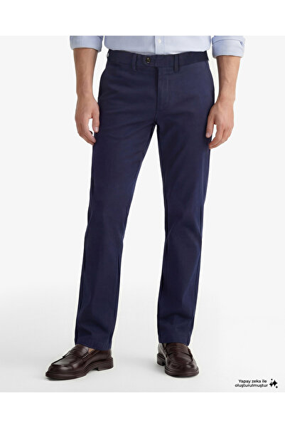 Gant Erkek Lacivert Slim Fit Casual Herringbone Pantolon