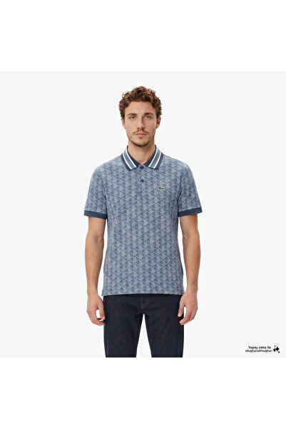 Lacoste Erkek Classic Fit Monogram Mavi Polo