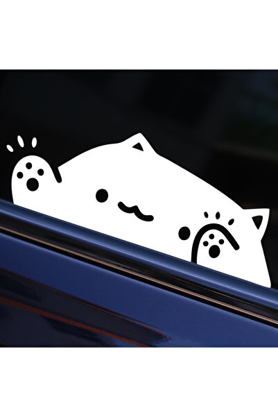Choice1 White Cute Personality Cat Car Sticker Kitten Knocking on Window For ...