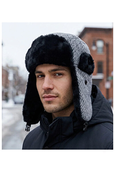 PIECE SIGNATURE 70% Cotton 30% Acrylic, Furry Russian Pilot Hat (for Women an...