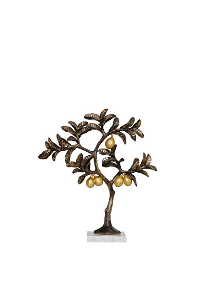 Yargıcı Limon Ağacı Formlu Mermer Tabanlı Poliresin Obje(12x37x41 Cm)
