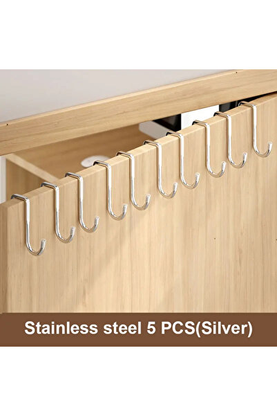 Choice 201-White 5pcs 201 Stainless Steel Hook Free Punching Double S-Shape H...