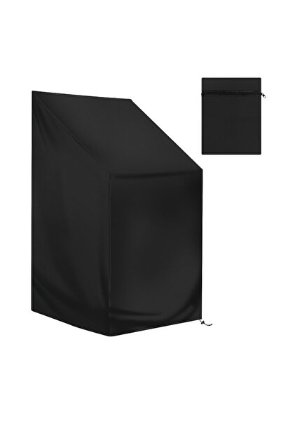 Choice غطاء كرسي حديقة قابل للتكديس مقاس 65×65×80×120 سم، أسود عادي، مقاوم لل...