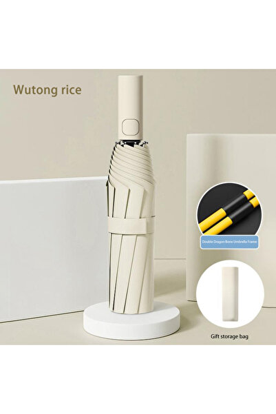 Choice4 White Automatic Umbrella 24 Bone Solid Color Automatic Umbrella Light...