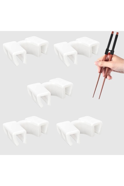 Choice White 5 PCS 5 PCS Reusable Chopsticks Helpers Training Chopstick Hinge...