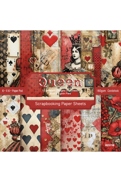 Choice Queen 24 Sheets 6"X6" Paper Pad Queen of Hearts Pattern Papers Design ...
