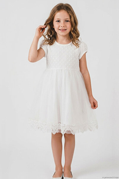 Breeze Rochie pentru fete, cu detalii din dantelă vintage, cu model floral di...