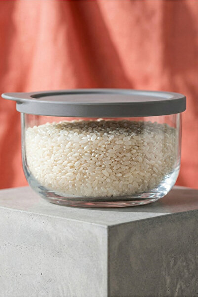 LAV Duo Glass Storage Container Set of 3 Small Size 380 ml with Gray Plastic ...