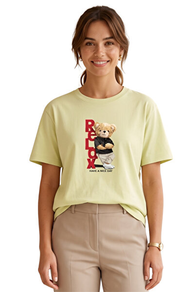 DK DAKSEL Unisex Relax Teddy Bear Printed 100% Cotton Have a Nice Day Graphic...