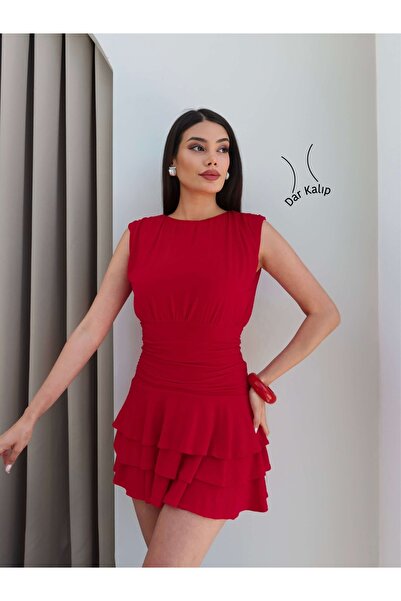 ESRAHELVACI فستان ميني ثنيات