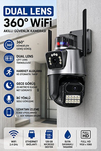 ArmoniaVital ARM-318 Dual Lens 6MP Çift Kameralı Akıllı WiFi Güvenlik Kameras...