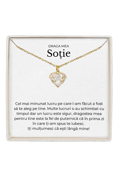 The Jewel Heart Bijuterii True Love Auriu pentru Sotie de Ziua Ei, Inima cu C...