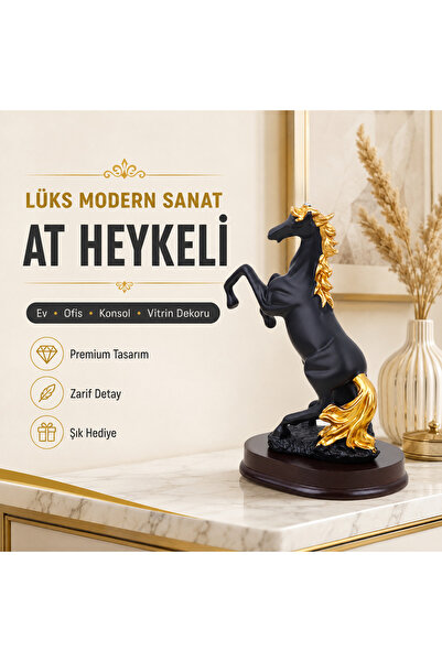 e-life shop Lüks Modern Sanat At Heykeli 20 cm Reçine Biblo Dekoratif Obje Ev...