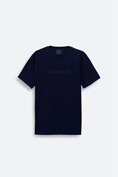 Avva Men's Navy Blue Soft Touch Crew Neck Printed Regular Fit T-Shirt A41Y1333