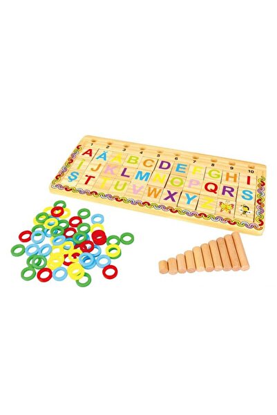 BAMI NETWORK Puzzle educativ din lemn cu alfabet si cifre 41.5x19cm