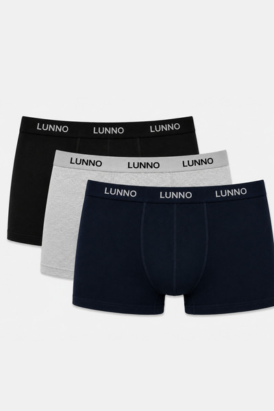 LUNNÓ Men's 3-Piece Premium Cotton Lycra Flexible Boxer Set (with Dowry)